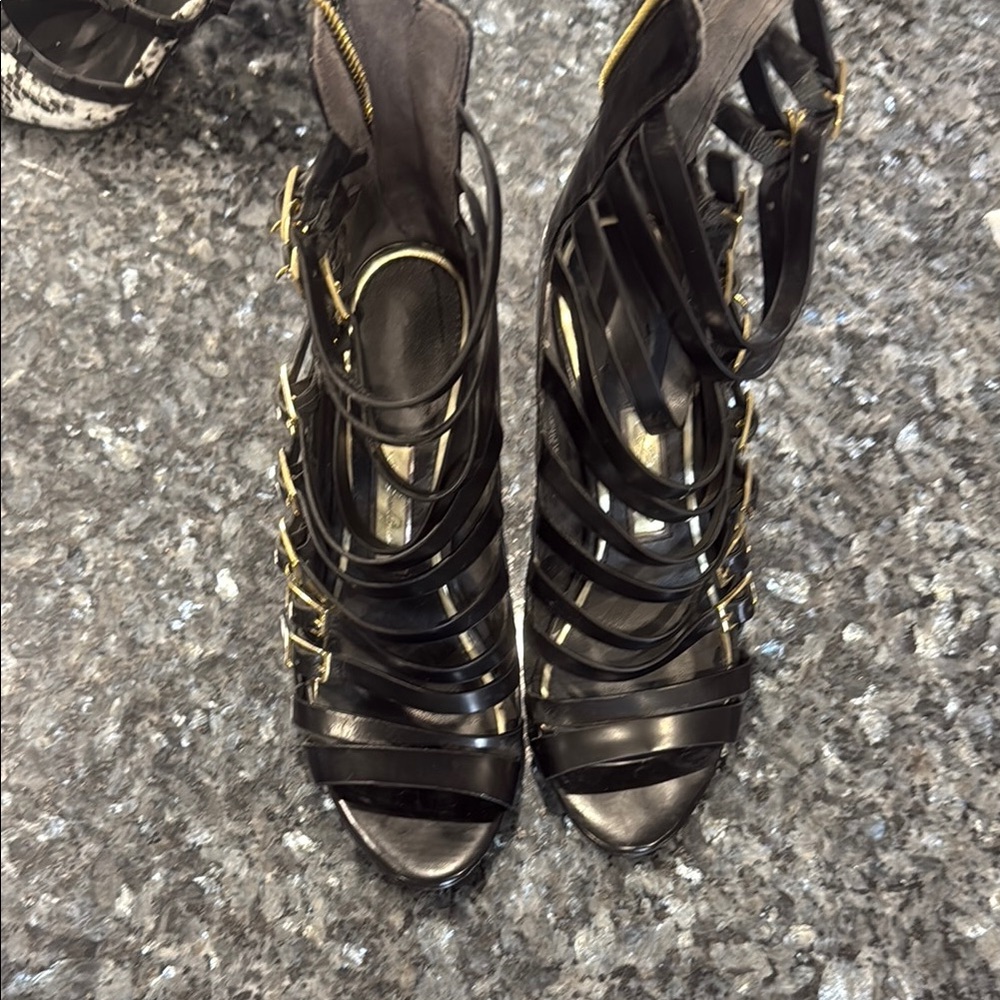 Strappy Black Heeled Sandals